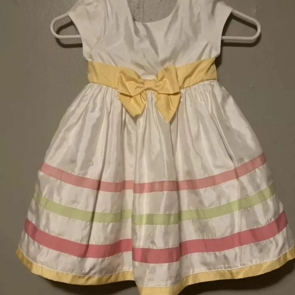7-2 Gymboree dress white fancy special occasion tafetta white bow 3t